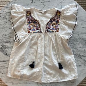 LOFT PETITES Floral Embroidered Blouse